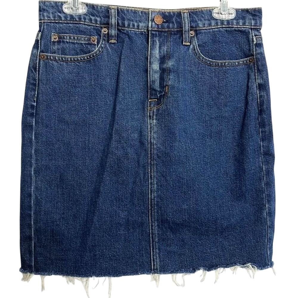 J. Crew Factory Denim Skirt Raw Hem Mini Frayed Size 4 Blue Jeans #G8498